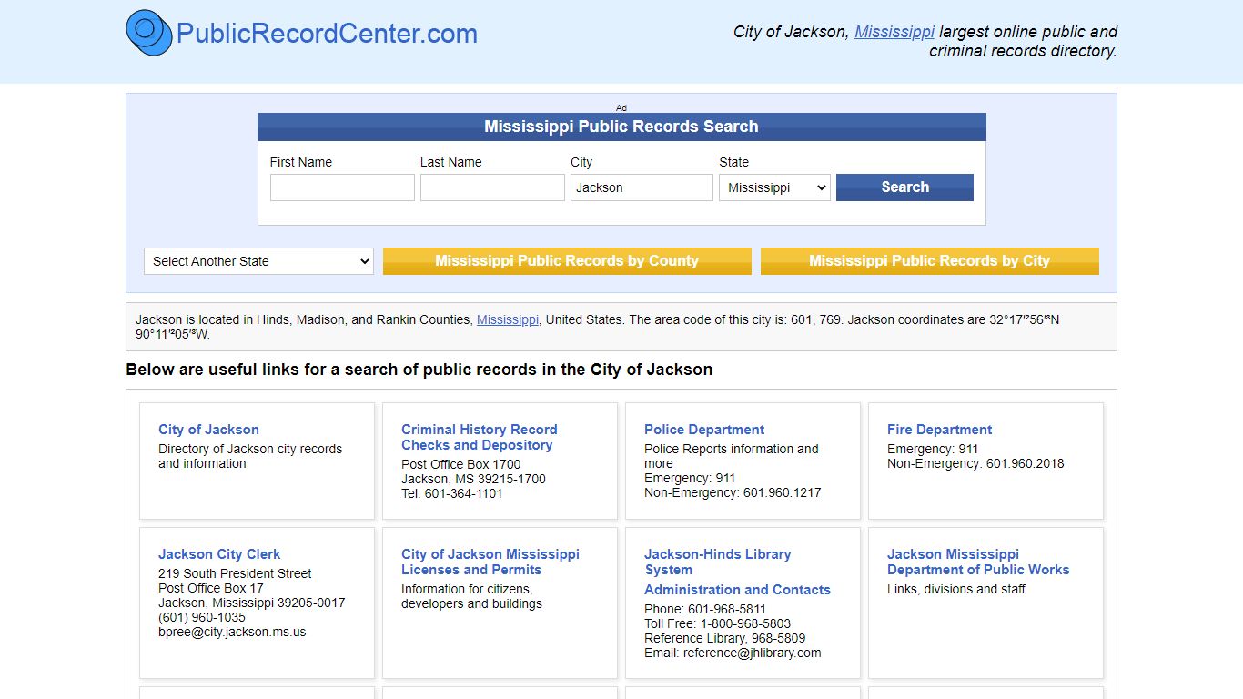Jackson, Mississippi Public Records and Criminal ...