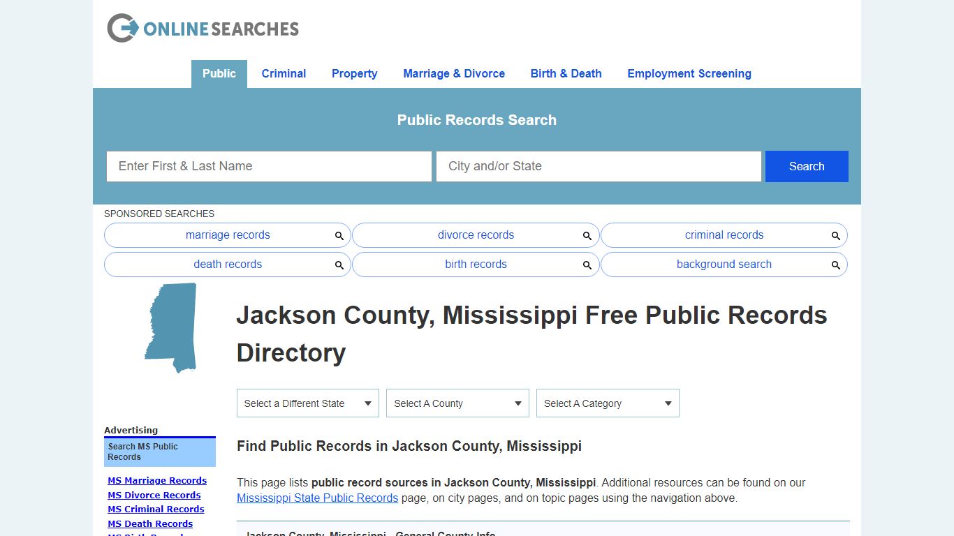 Jackson County, Mississippi Public Records Directory