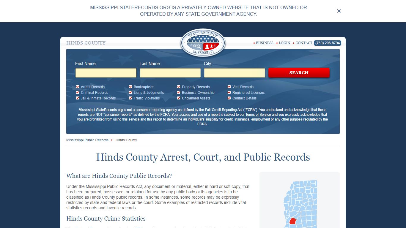 Hinds County Arrest, Court, and Public Records
